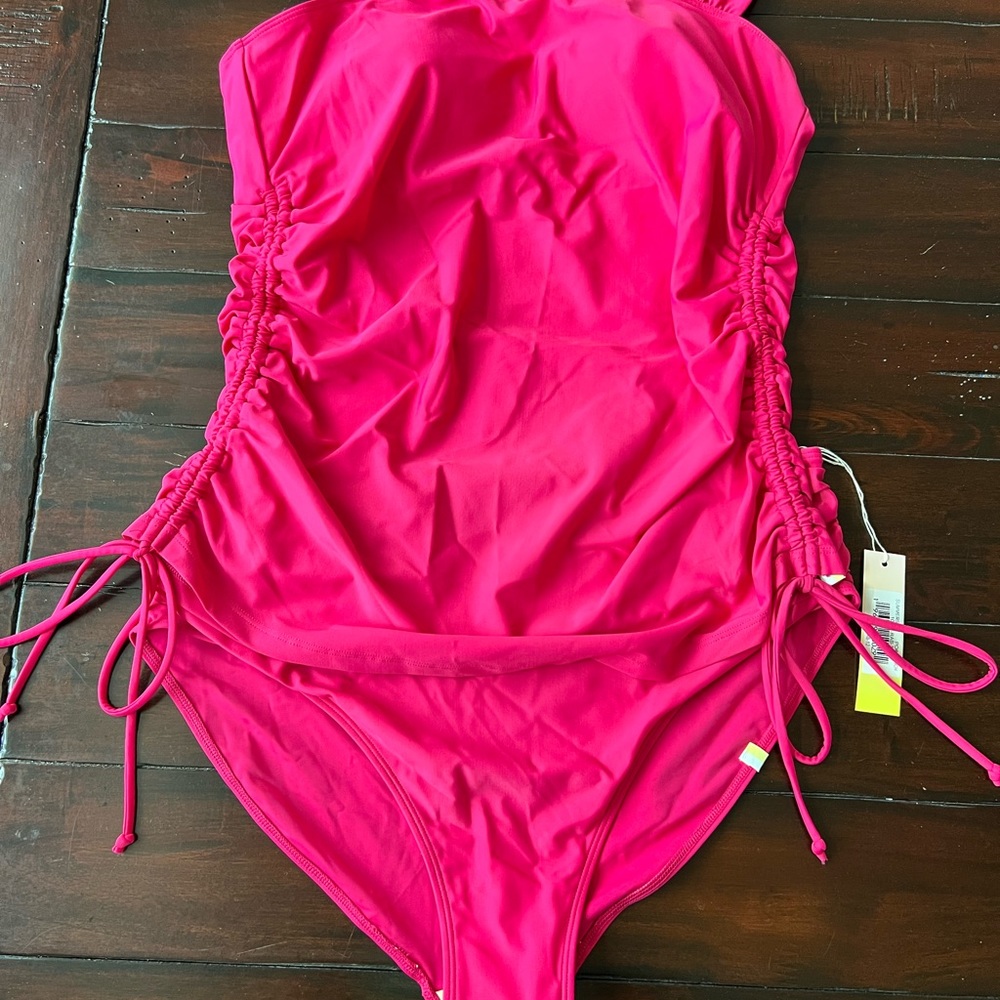 Summersalt Cinched Square Neck Tankini Top & Ruched High Leg High Rise Bottom